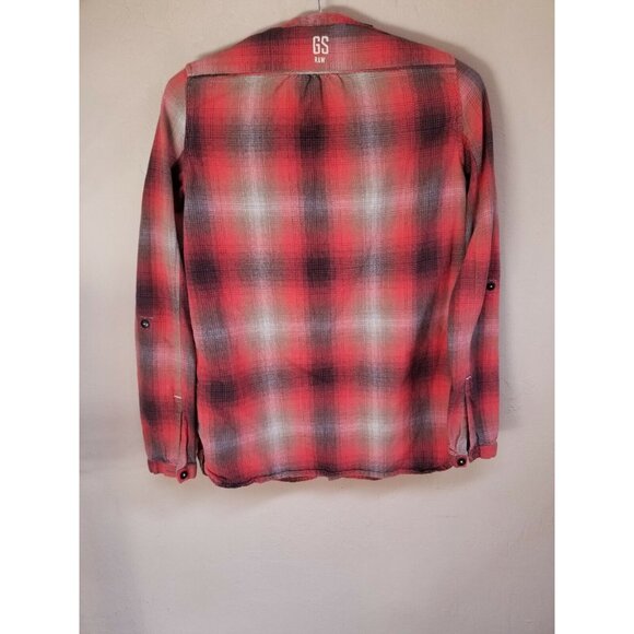 G-Star Raw Denim Womens Split Neck Button Down Plaid Shirt XS Roll-Tab Sleeve - Picture 7 of 9
